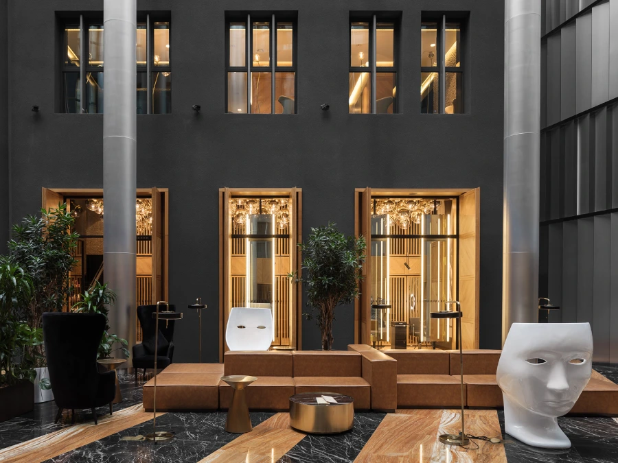 Courtyard doors and window openings for outdoor connected spaces