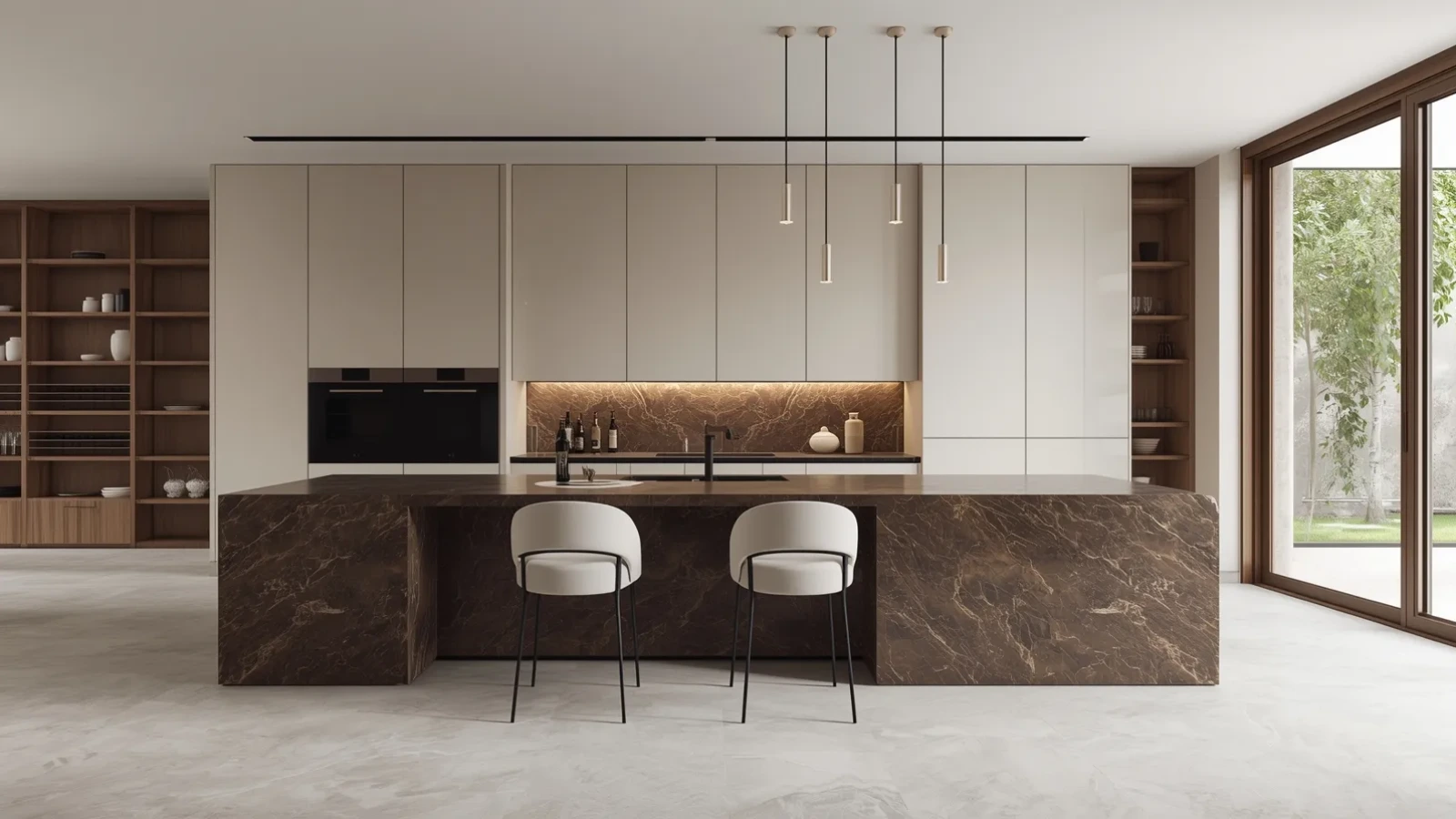 Open-plan villa kitchen with custom cabinetry by George Group