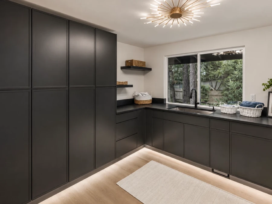 Tall pantry and appliance cabinets for custom kitchen storage
