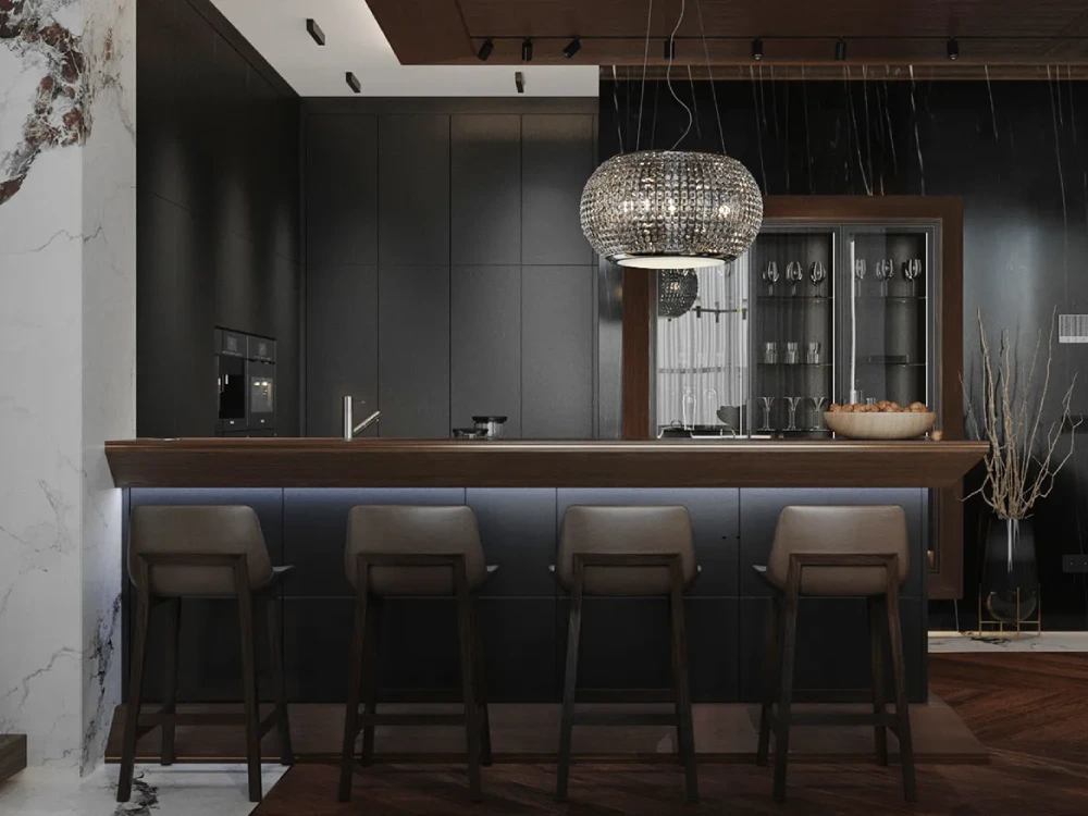 USA Florida modern luxury mansion kitchen and built-in cabinets supplied by George Group