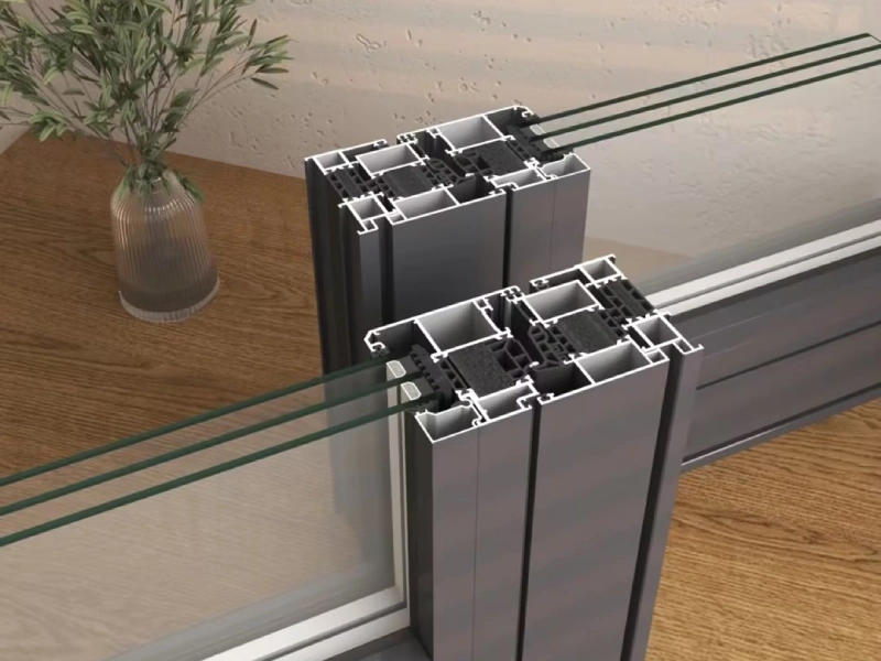 Aluminium window frame detail sample for custom window and door production