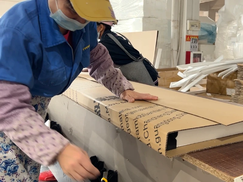 Protective packing for custom cabinet parts before delivery