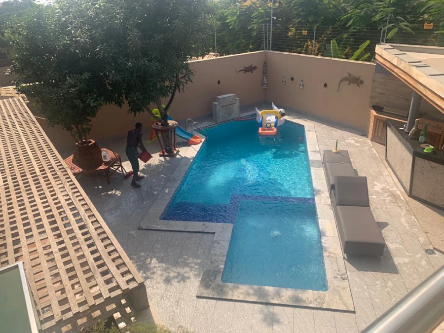 South Africa contemporary courtyard villa pool area by George Group