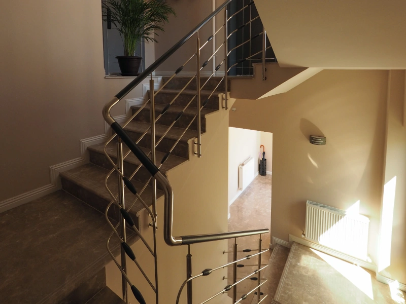 Interior staircase and lighting detail in a Romania apartment building
