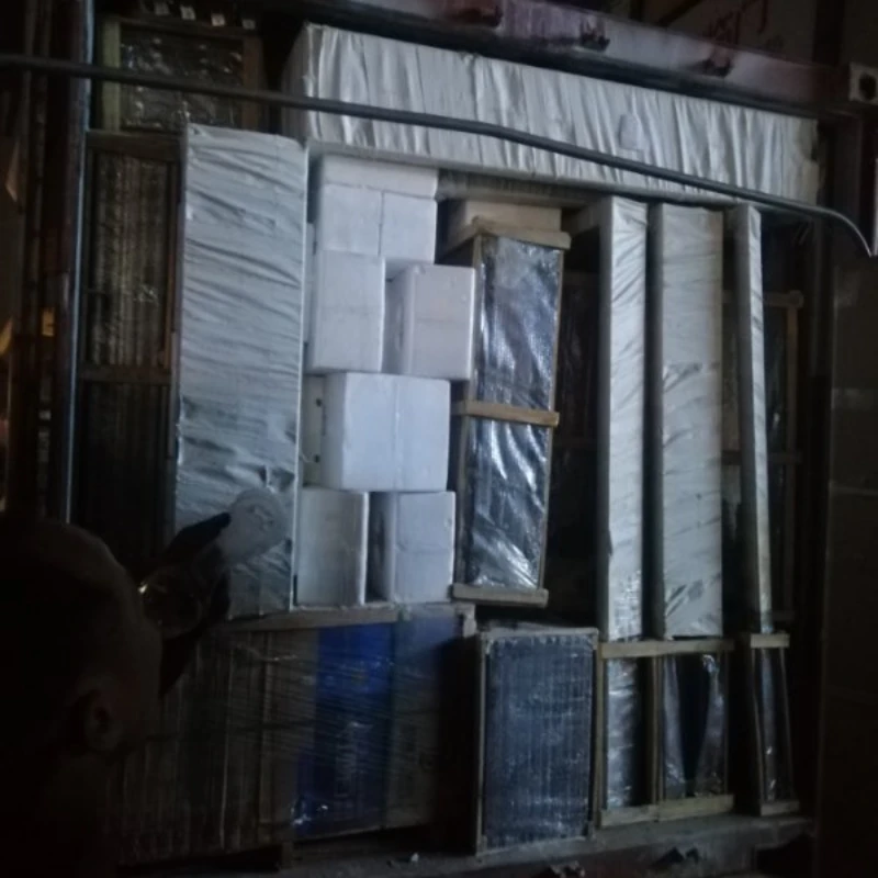 Packed goods inside container for the Senegal hospital project