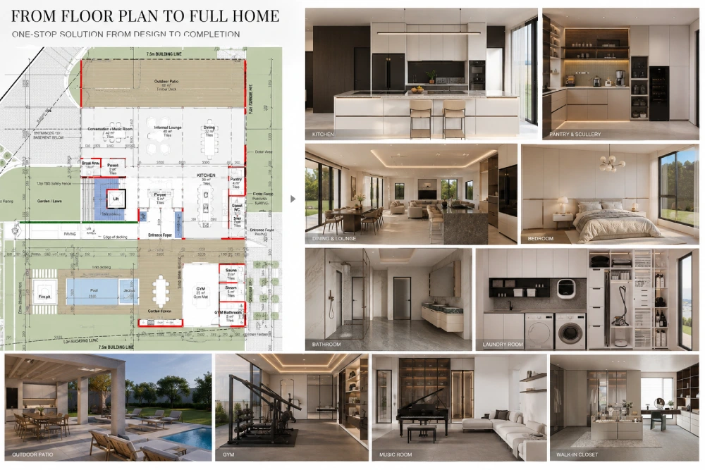 South African new build whole-home interior design developed from a floor plan by George Group